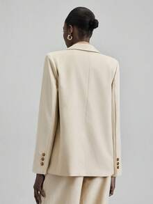 Ontre Wool Material Khaki Women's Blazer Jacket, Long Sleeve Suit, Wool Blend, Business/Casual Commute, Minimalist Design, Leisure Style, Autumn Wear, 2025 New Collection, Business Casual, Vintage, Back To School Modern Urban Casual Fashion Business Casual Women's Office Wear Low-Key Old Money Style Effortless Temperament High-End Urban Commuting High-Quality Airport Women's Wear High-End Material - Khaki - View 3