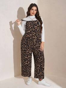 Comfylo Hơn In hoa Báo Tổng thể Jumpsuit Without Tee - màu nâu - Xem 6