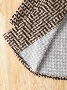 SHEIN Elladie kids Young Girls Lapel Belted Houndstooth Long Coat