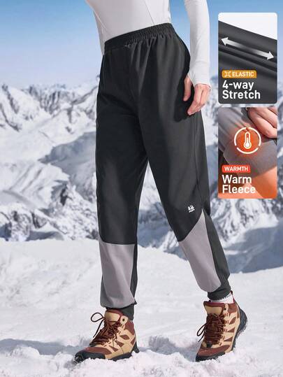 In My Nature 女士休闲拼色拼接户外紧身裤，秋冬户外裤徒步裤女士运动裤女士徒步裤高腰运动裤