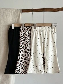 LMoss Kids 3pcs Baby Girl Knitted Heart & Leopard Print Pattern Casual Pants Set Fall Winter - Multicolor - View 4