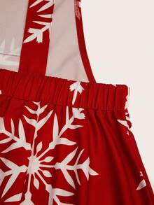 Sweetra Sexy & Elegant Red Snowflake Print A-Line Mini Dress, Versatile & Chic, Suitable For New Year & Christmas, Winter - Red - View 6