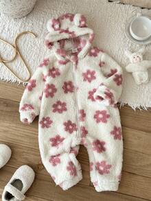 LMoss Kids LMoss 女婴碎花针织连帽连体衣，圣诞节，舒适秋冬款式，温暖秋冬风格 - 彩色 - 查看 6