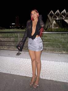 Bearsaez Extreme Cowl Neck Textured Lace Long Sleeve Flared Cuff Top Only Sexy Cute Ibiza Spring Summer Club Vacation Holiday Boho Occasion Beachwear Festival Summer Holiday Festival Rave Going Out Top