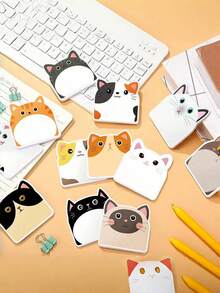 12本/套 或 6本/套（随机款式）——可爱猫咪主题便签本、记事本、便利贴和趣味便签；适合办公室、家庭、学生和室友使用，也是理想的礼物之选。 - 彩色 - 查看 5