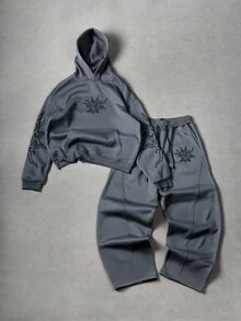 PAVTROS 2 件男士连帽运动衫和抽绳阔腿裤套装，秋冬装