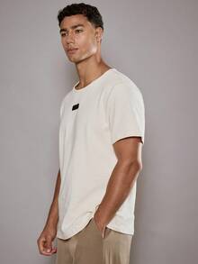 Musero Men Short Sleeve Fitted Style T-Shirt Central Chest Patch Summer SPRING - Apricot - View 3