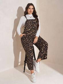 Comfylo Hơn In hoa Báo Tổng thể Jumpsuit Without Tee - màu nâu - Xem 3