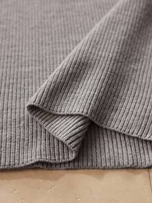 Modelyn Women's Solid Color Round Neck Casual Long Sleeve Sweater Dress - Grey - View 8
