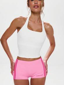 Musera Sport Halterneck Back Strap Fitted Top, Active, Workout, Gym, Padel, Tennis, Pickleball Gym - White - View 4