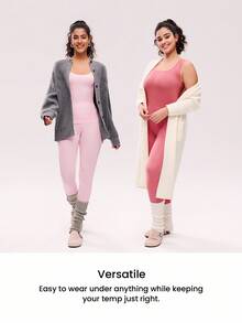 LUVLETTE Women's Thermal Underwear Ultra-Soft Base Layer Cold Weather Warm Winter PJ Set Round-Neck Innerwear Vest And Long Bottoms -Pink Lightweight And Warm Set Pajama Sets
