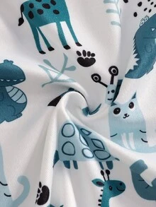 3pcs/Set Boys' Cute Cartoon & Striped Print Snug Fit Long Sleeve T-Shirt And Long Pants Pajamas - Multicolor - View 6