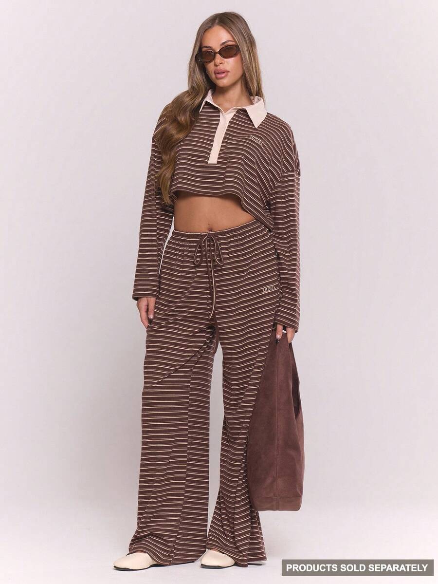 MUSERA Tie Front Striped Wide Leg Trousers Only Fall Autumn Cosy Cute Casual Coffee Club Winter Christmas Thanksgiving