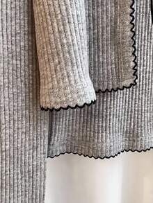 INAWLY 女士时尚休闲浪漫优雅度假吊带背心和开衫两件套 - 灰色 - 查看 5