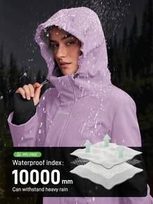 In My Nature 女士字母印花长袖连帽户外雨衣外套 - 淡紫色 - 查看 6