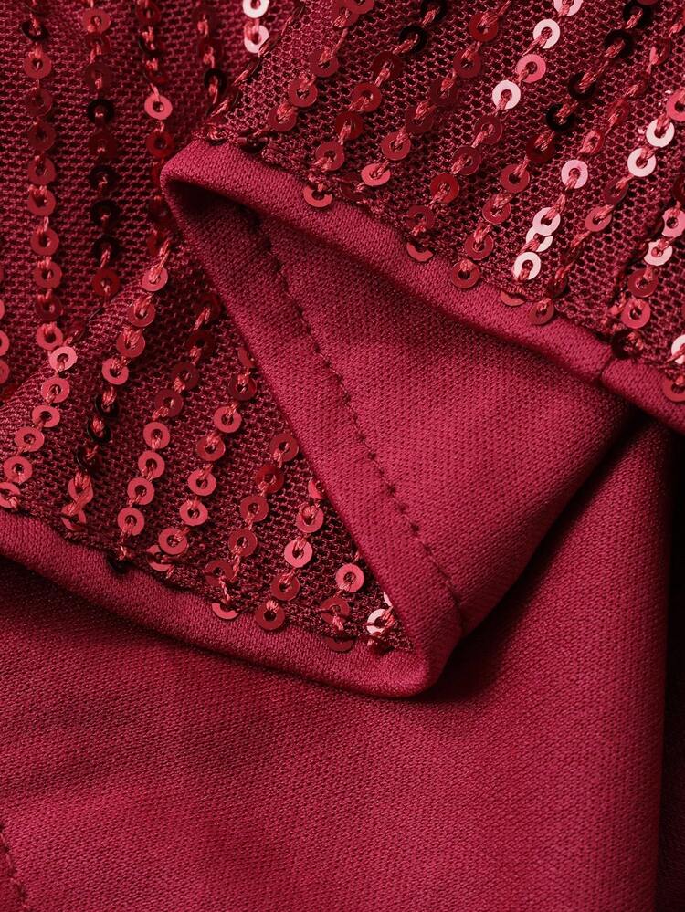 Women's Elegant Sequin Flare Sleeve Blouse, Autumn Long Sleeve Top Christmas