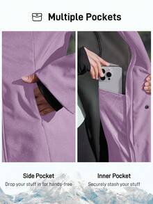 In My Nature 女士字母印花长袖连帽户外雨衣外套 - 淡紫色 - 查看 7