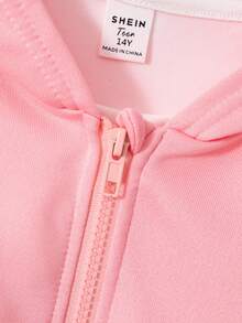 少女甜美又个性的蝴蝶印花短款拉链卫衣，春秋/秋冬款 - 粉色 - 查看 5