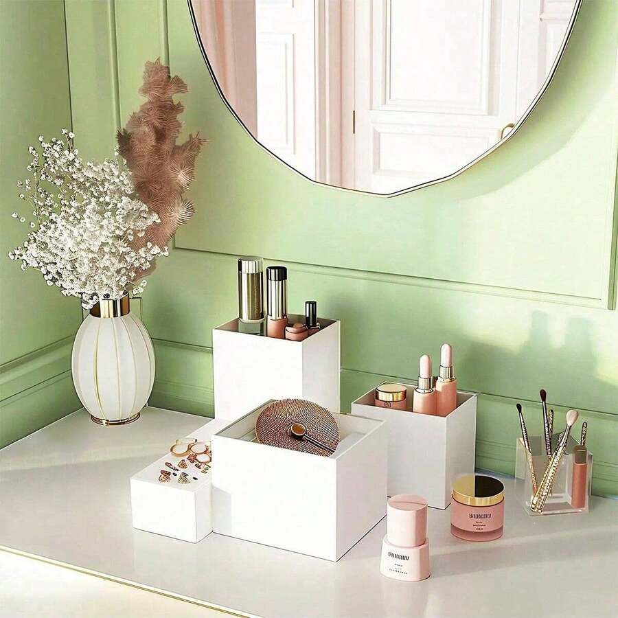 白色亚克力自助食品展示架,镂空底部亚克力多功能支架,适用于早午餐、自助餐、婚礼、派对、生日派对、浪漫婚礼、迎婴派对、新娘送礼会、甜品台、艺术展(请慎重选择合适的套装,产品有详细尺寸标注,套装尺寸有大号和小号可选) - 白色 - 查看 1