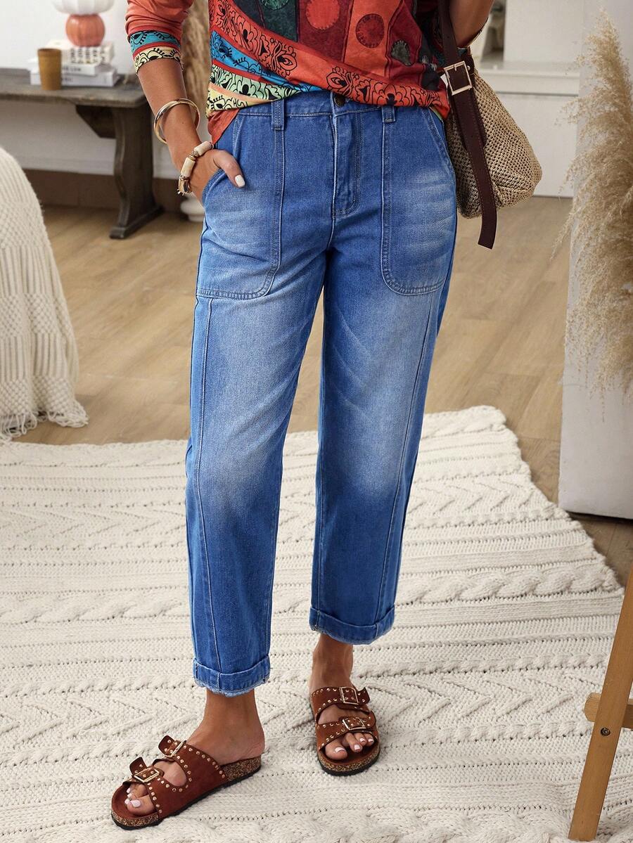 EMERY ROSE Jeans casuales de mujer con pierna entallada y lavado