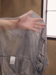 Powerista 女士时尚镂空透视短袖运动T恤 - 灰色 - 查看 8