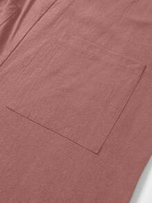 SHEIN Peto informal y holgado de unicolor con bolsillo para embarazadas - Rosa - Ver 8