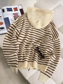 Claim Dot Cardigan casual con chiusura lampo e cappuccio, a maniche lunghe, con stampa a righe, adatto per l'autunno e l'inverno, da uomo