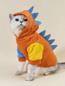 PETSIN 1pc Orange Dinosaur Cosplay Pet Sweatshirt - Multicolor - View 1