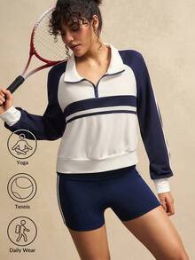 VARSIVA Sweat-shirt décontracté à manches raglan et blocs de couleurs