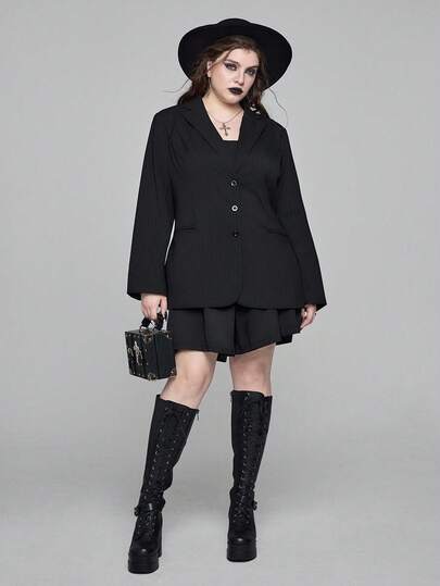 Große Größen Gothic vertikal gestreifter figurbetonter Blazer