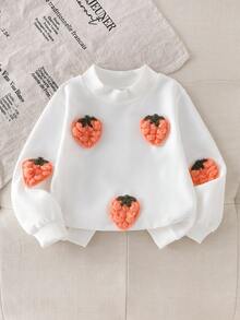 Elladie kids 女童可爱华夫格纹草莓针织上衣和喇叭裤两件套，适合春秋季外出穿着。 - 白色 - 查看 6