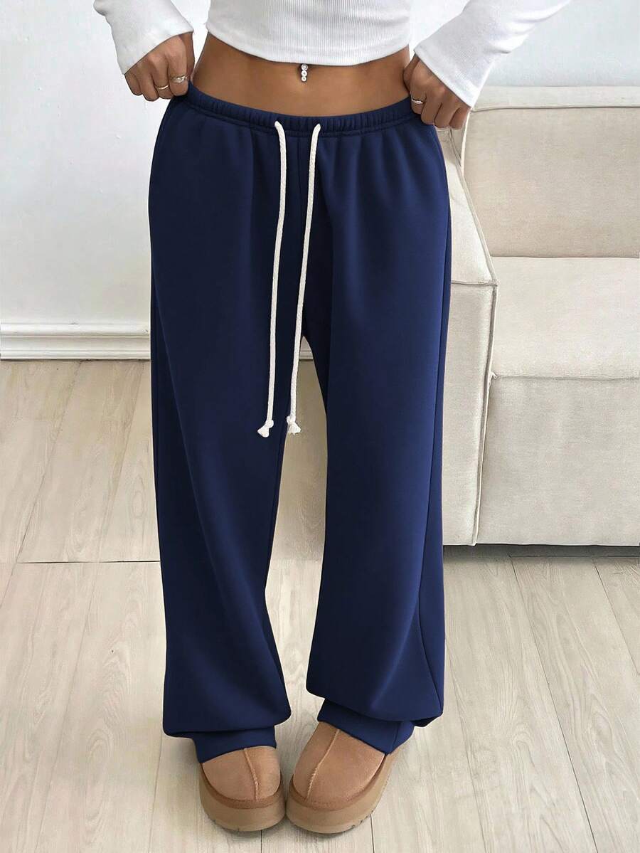 SHEIN Unity 女式休闲抽绳腰裤 - 藏蓝色 - 查看 1