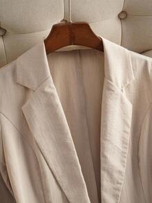 Franclia Women Solid Color Simple Daily Long Sleeve Suit Jacket - Apricot - View 4