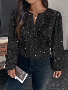 EMERY ROSE Elegancka koszula damska w stylu vintage w groszki w dużym rozmiarze, odpowiednia na jesień/zimę, jesienna bluzka damska