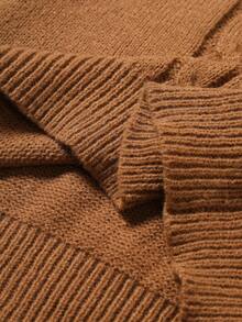 Manfinity Mode 男士休闲粗针织高领长袖毛衣，秋冬 - 駝色 - 查看 7