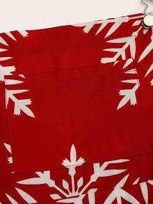 Sweetra Sexy & Elegant Red Snowflake Print A-Line Mini Dress, Versatile & Chic, Suitable For New Year & Christmas, Winter - Red - View 4