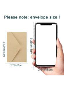 100 piezas de mini sobres de papel kraft marrón, tarjetas de regalo, invitaciones, notas comerciales, mini tarjetas de felicitación, mini sobres, sobres pequeños, tarjetas plegables para regalos de dinero, tarjetas de agradecimiento, invitaciones de regreso a la escuela - 100 piezas - Ver 2