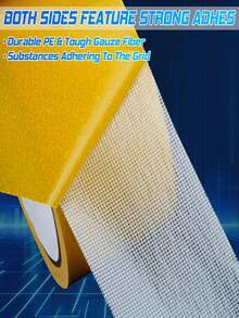 Super Strong Double-Sided Fiberglass Mesh Tape 1.18" X 787" Waterproof Transparent Adhesive For Walls Glass Fabric Wood Metal DIY Home Office School Use - Yellow - View 4