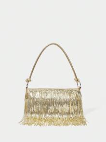 SHECARRY 时尚优雅派对金色流苏单肩包 - 金色 - 查看 2