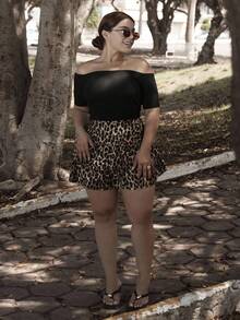 Lupita Cardoza Saia curta casual feminina com estampa de leopardo vintage franzida com babados em duas camadas, roupas femininas de outono, fantasia de leopardo, costumes de Halloween para mulheres, roupa feminina de Ação de Graças, baile de boas-vindas, roupas femininas de Natal, roupas hippie, fantasia feminina de princesa, saia de baile de máscaras, fantasia de mulher-gato, festa sexy - Multicolorido - Ver 5