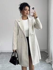 Rafferiza 法式优雅双排扣翻领长袖大衣，秋冬