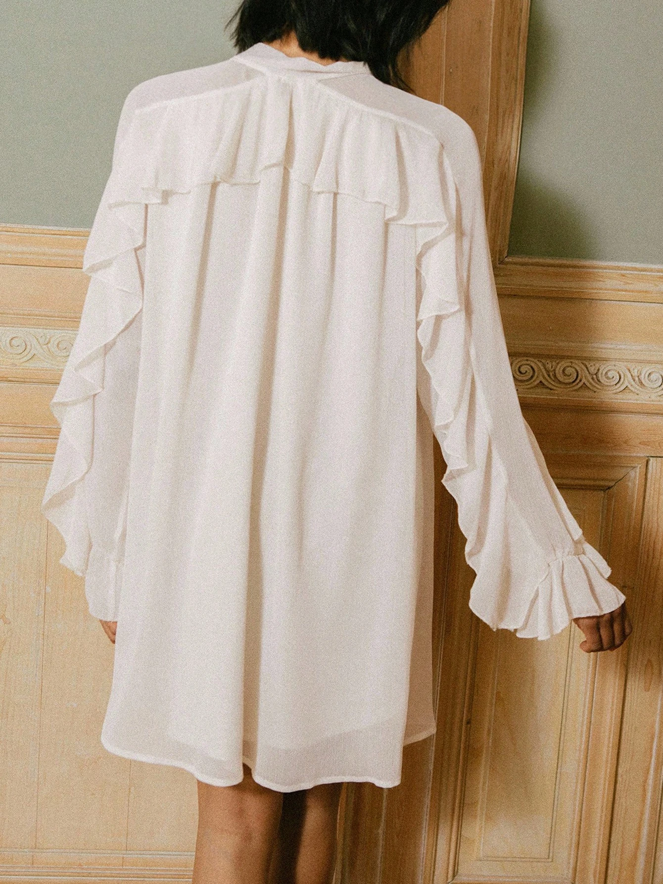 Robe smock bohème à double couche avec volants en mousseline de soie surdimensionnée, robe de vacances dans le style "Old Money"