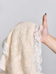 ROMWE J-Fashion Hime Gyaru 可爱甜美森系 3D 花卉装饰露肩女式 T 恤 - 杏色 - 查看 8