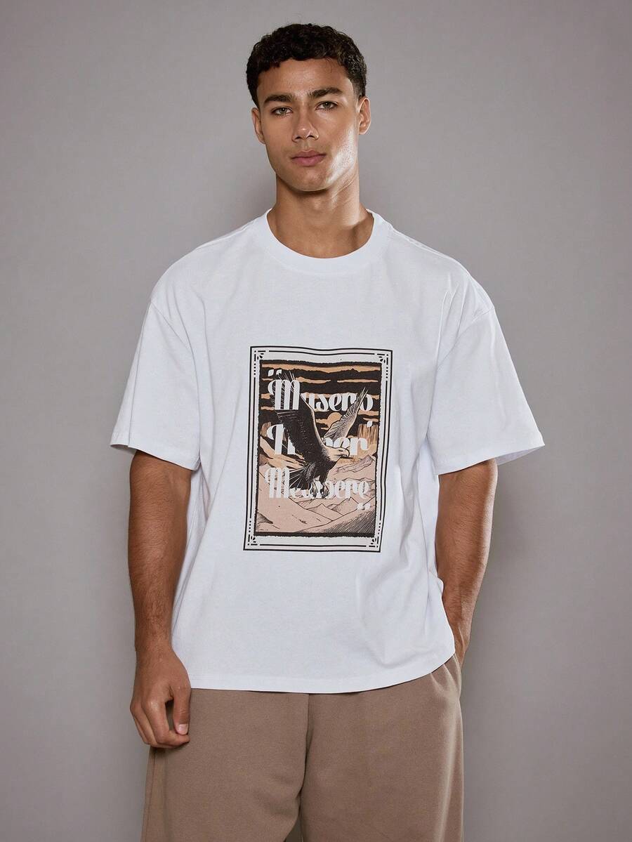 Musero Oversized Grafik T-Shirt mit kurzen Ärmeln, Sommer FRÜHLING/Herbst - Weiss - Übersicht 1