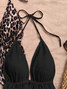 Soleia 2 件装度假性感豹纹露背 V 领露背纹理吊带背心，适合节日、约会、下午茶、度假、音乐节、波西米亚风 - 彩色 - 查看 3