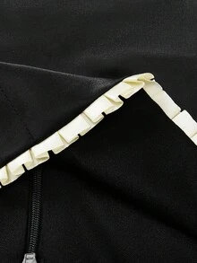 Glisette Sexy Backless Pleated Women's Top With 1.2 Satin Ribbon Pleated Lace Trim, Women's Clothing Shirt, Sexy Party Women's Shirt, Festive Clothing Shirt, Carnival Shirt, Cocktail Party Clothing Shirt, Girls' Shirt, Sexy Hot Girls. - Black - View 7