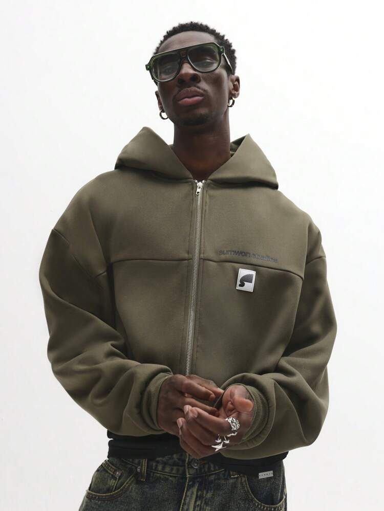 Full Zip Hooded Sweatshirt With Graffiti Print