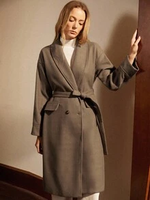 Écloséra New Autumn/Winter Lace-Up Loose Shoulder Collar Long Sleeve Casual Overcoat For Women