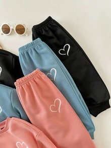 SHEIN 6件套女婴可爱字母印花长袖卫衣和松紧腰裤，秋冬 - 彩色 - 查看 5