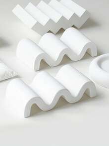 1pc - Minimalist White Decorative Ornaments Background, Wavy, Asymmetrical Staircase Style, Cosmetics, Jewelry Photo Props Photography Decorative Ornaments Background. - Multicolor - View 7